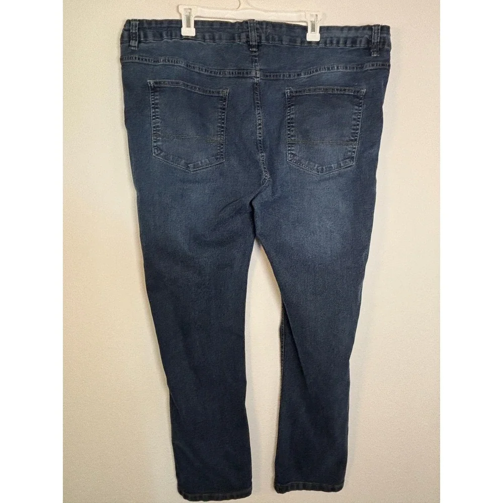 PD&C Stretch Mens Dark Wash Straight Leg Denim Jeans 46x32 Blue
